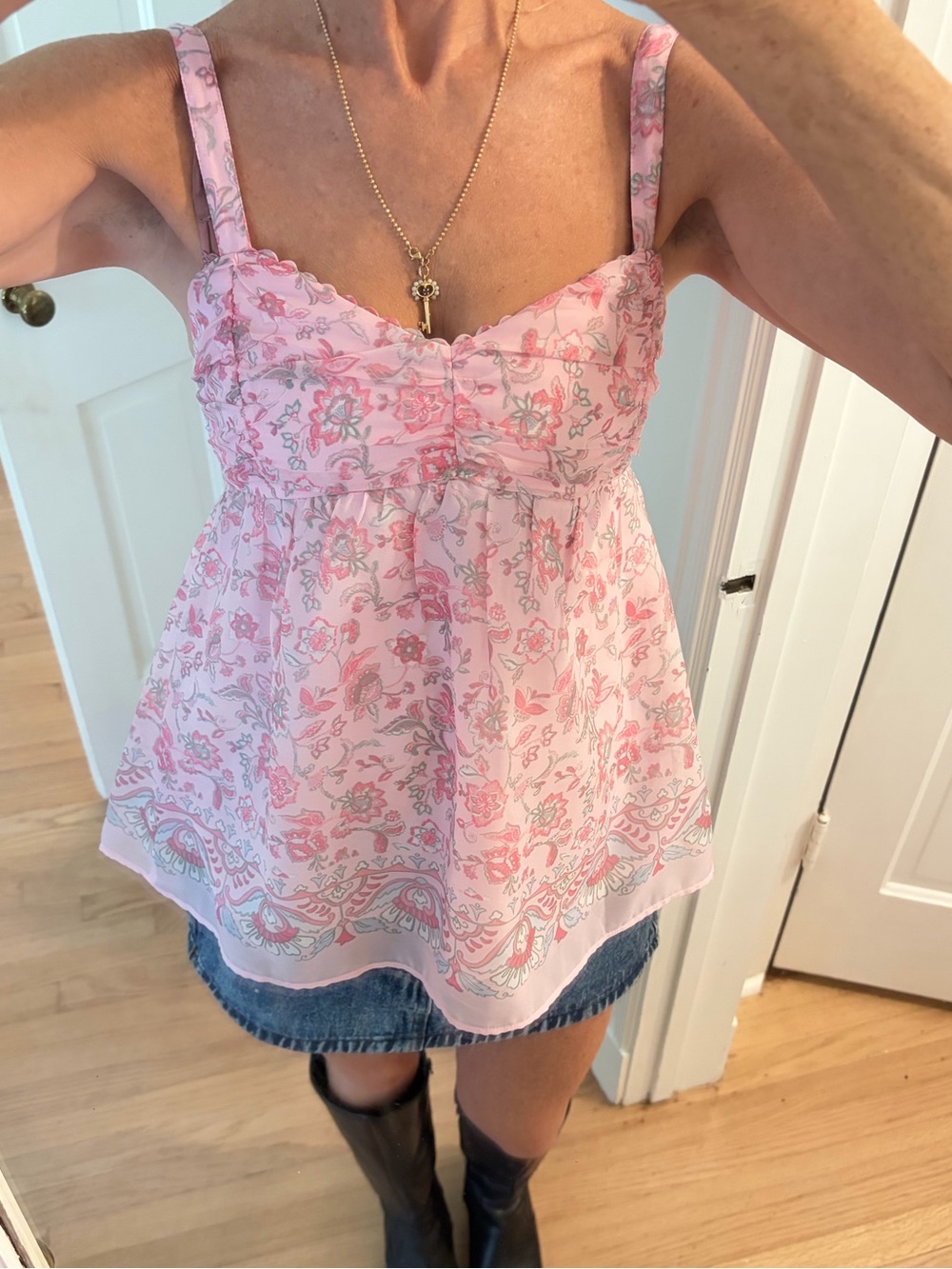 Vintage Hollister Pink Floral Baby Doll Top